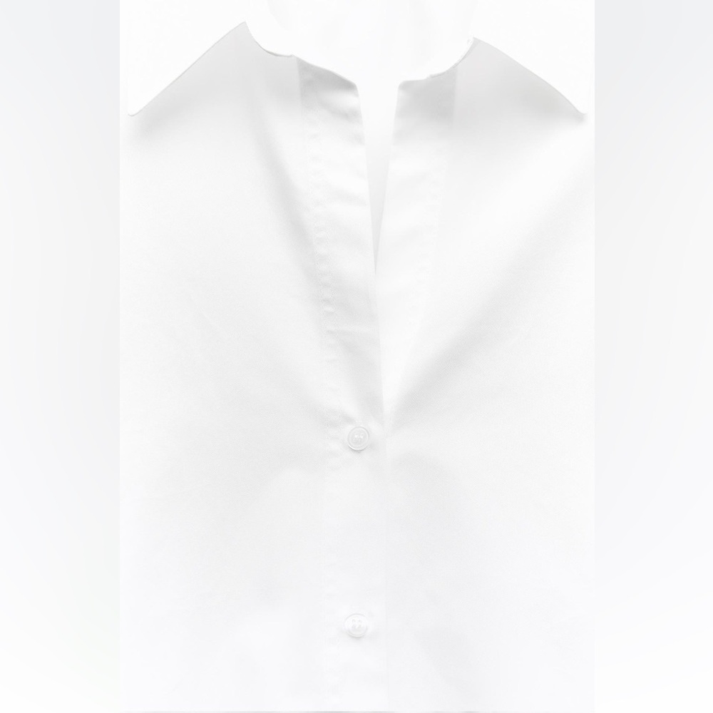 ZARA white BACK TAB POPLIN Cotton lapel collar and long sleeves SHIRT size M NWT - Picture 11 of 16